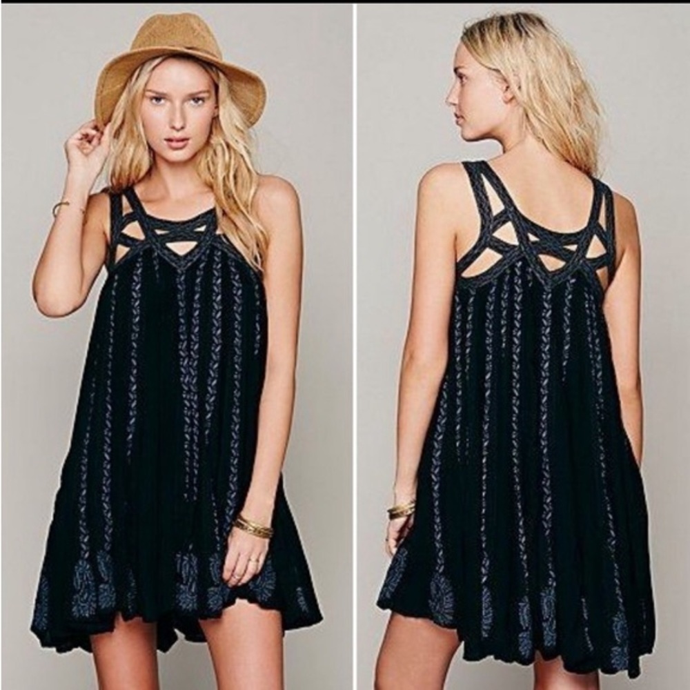 FP One • Paisley Vine Black Tunic Dress